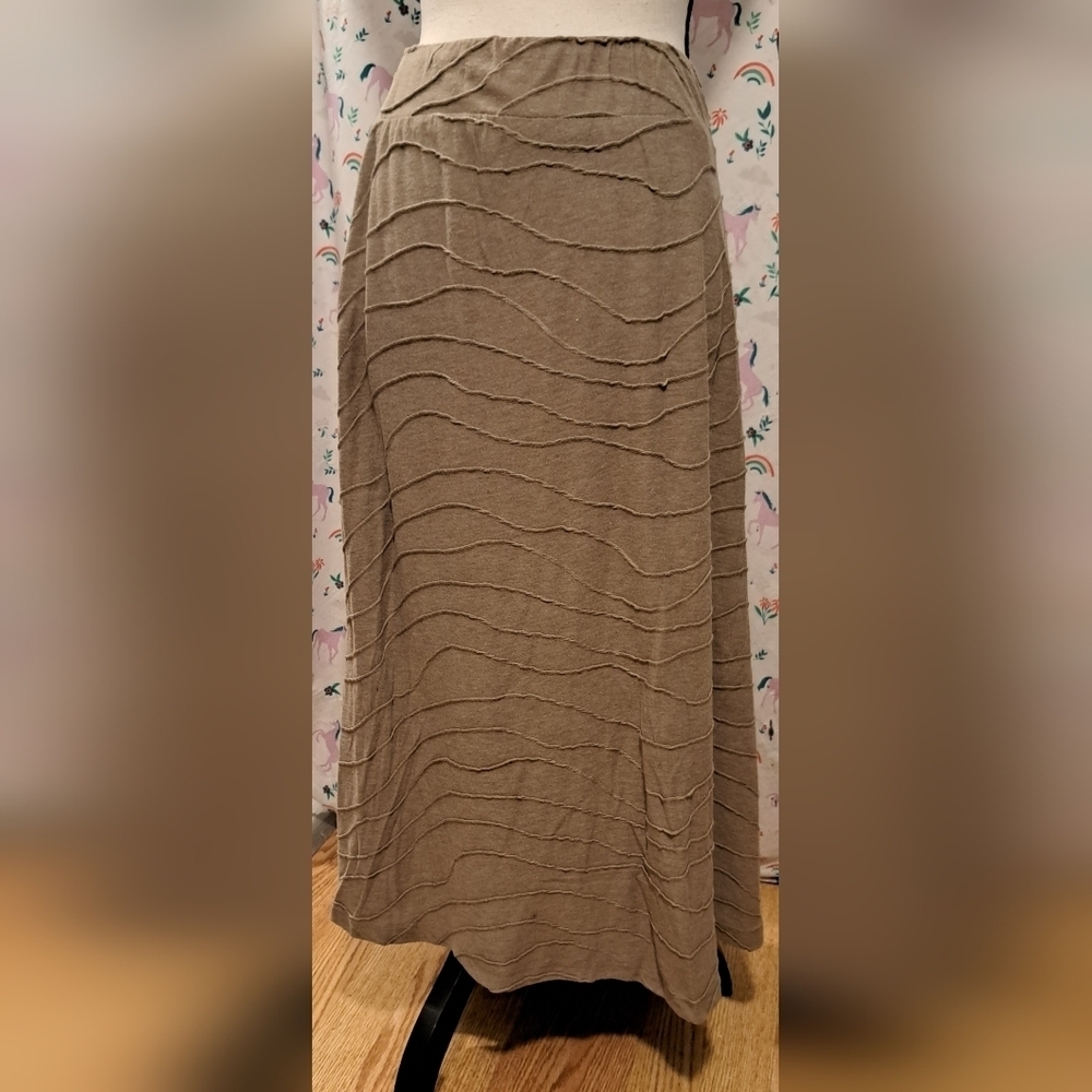 EUC Dressbarn Beige Rib Cotton Neutral Boho Casual Maxi Skirt Dress SZ XL